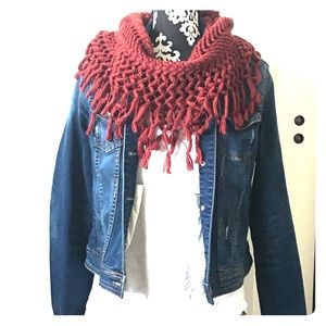 Rust fringe scarf